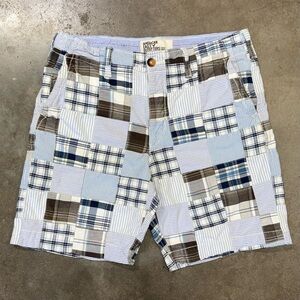 Vintage American Eagle Patchwork Madras Shorts Men’s Size 36 Preppy Plaid Y2K